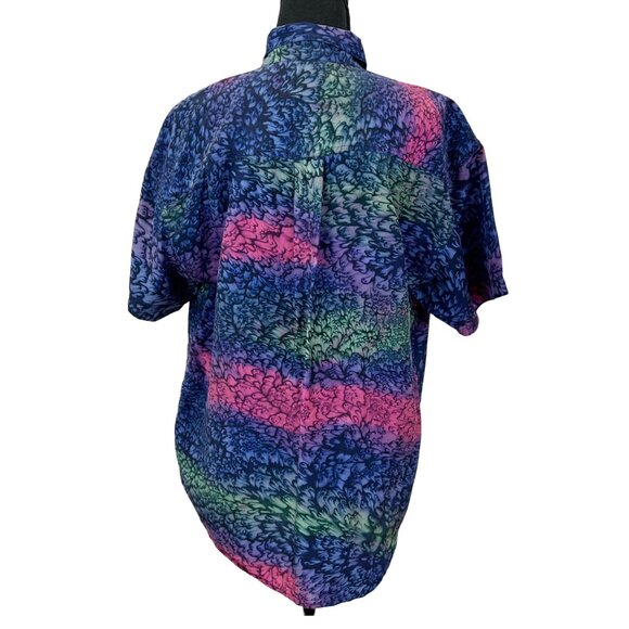 VINTAGE 90s Silk Lady Foot Locker Abstract Blouse - Picture 5 of 8